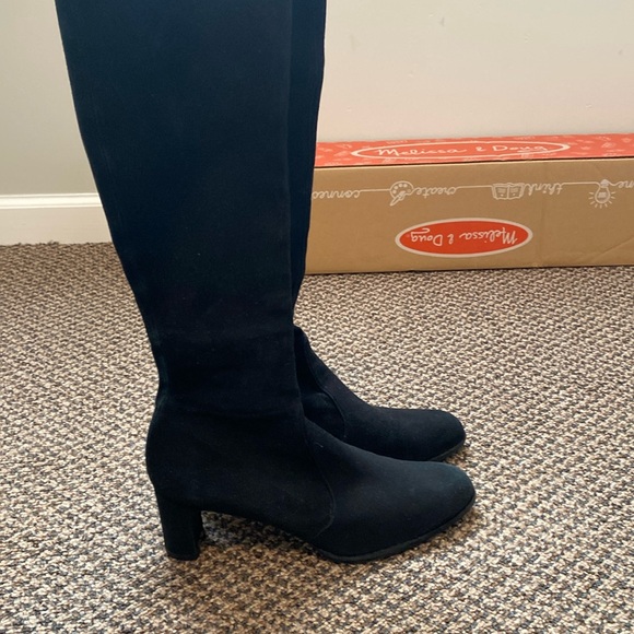 NWOT Stuart Weitzman black suede heeled boots - Picture 1 of 4